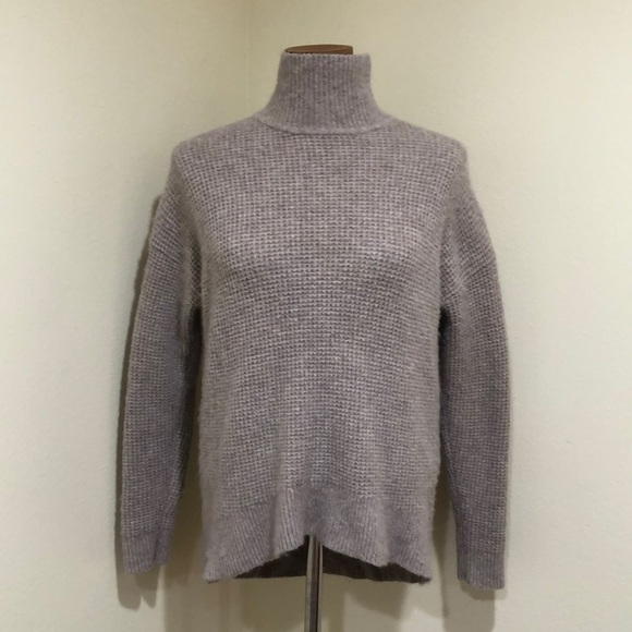 Madewell Wafflestitch Turtleneck Sweater Small Gray Merino Wool Alpaca Blend - Picture 2 of 9